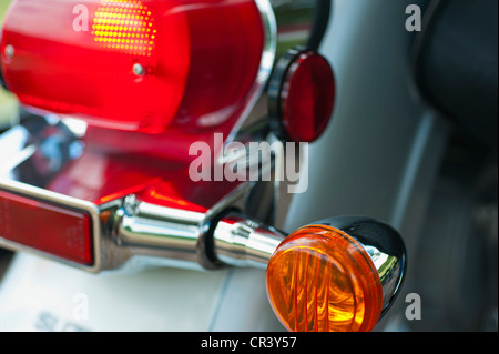 Nahaufnahme von Motorrad Blinker Licht Blinker Stockfoto