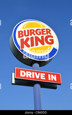 Burger King Restaurant Schild, Drive-in Restaurant, Deutschland, Europa, PublicGround Stockfoto