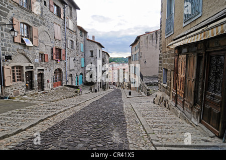 Steile Straße, alte Stadt, Le Puy-En-Velay, Departement Haute-Loire, Auvergne, Frankreich, Europa Stockfoto