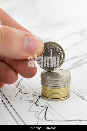 Münzen-Stack betriebswirtschaftlichen Hintergrund Stockfoto