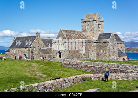 Historic Scotland und Iona Abbey in Baile Mor an der Ostküste der Insel Iona aus Mull in West-Schottland Stockfoto