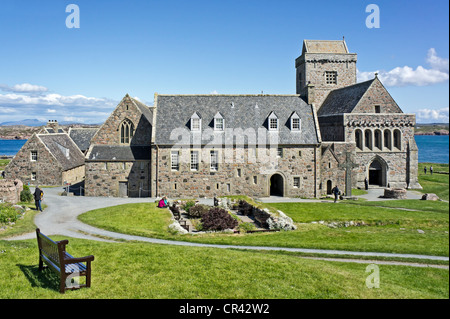 Historic Scotland und Iona Abbey in Baile Mor an der Ostküste der Insel Iona aus Mull in West-Schottland Stockfoto