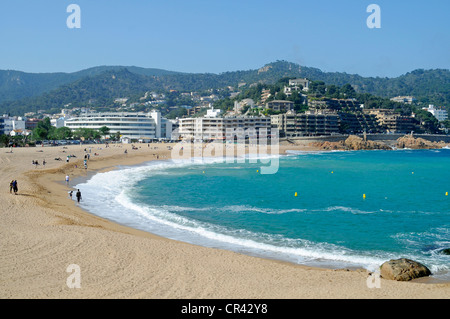 Strand, Dorf an der Küste Tossa de Mar, Costa Brava, Katalonien, Spanien, Europa Stockfoto