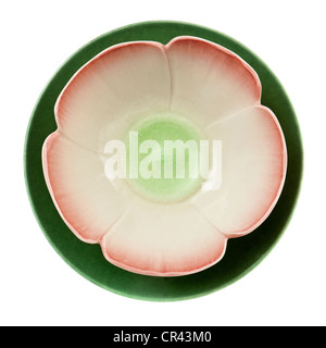 Vintage Keramik Blume Branksome China Keramik Schüssel und Untertasse geprägt. Stockfoto