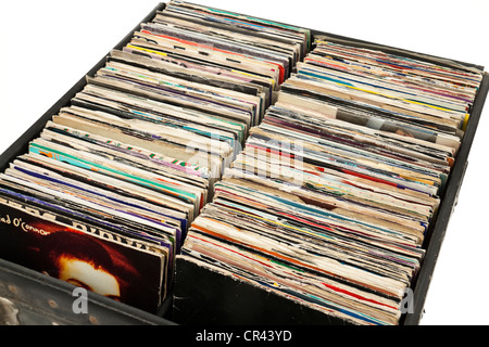 Vintage-Kollektion von Vinyl-Schallplatten-7' Stockfoto