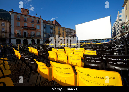 Schweiz, Kanton Ticino, Locarno, Locarno International Film Festival findet statt jedes Jahr im August auf der Piazza Stockfoto