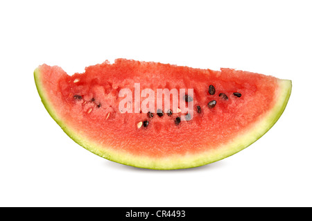 Scheibe Wassermelone auf weißem Hintergrund Stockfoto
