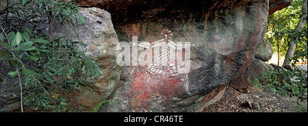 Australien, Northern Territory, Kakadu Nationalpark UNESCO-Welterbe, Nourlangie Rock, Aborigine-Gemälde Stockfoto