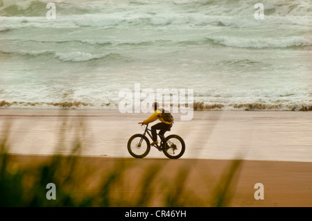 Biker, genießen Sie eine Radtour Canon Strand, nördliche Küste von Oregon. Stockfoto