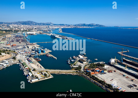 Kulturhauptstadt Europas 2013, Maritime Hafen (Luftbild) aus L'Estaque, Marseille, Bouches-du-Rhône, Frankreich Stockfoto