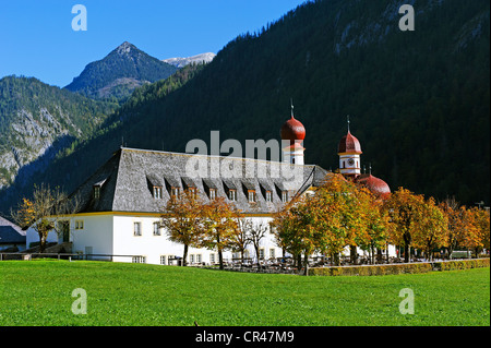 Kirche St. Bartholomae, See Königsee, Berchtesgadener Land, Oberbayern, Deutschland, Europa Stockfoto