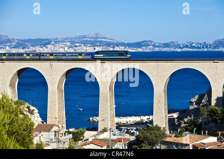 Kulturhauptstadt Europas 2013, Le Rove Côte Bleue (blaue Küste), Calanque De La Vesse, Marseille, Bouches-du-Rhône, Frankreich Stockfoto