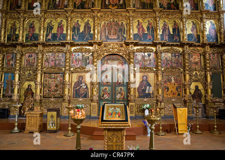 Russland, Goldener Ring, Uglitsch, Ikonostase der Transfiguration Kathedrale Stockfoto