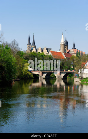 Kathedrale-Viertel und Schloss oberhalb der Saale Fluss, Merseburg, Sachsen-Anhalt, Deutschland, Europa Stockfoto