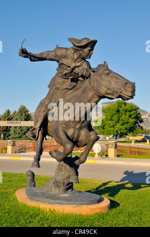 Cowboy Pferd Skulptur Cody Wyoming WY Buffalo Bill Wild West historischen Zentrum Yellowstone-Nationalpark Stockfoto