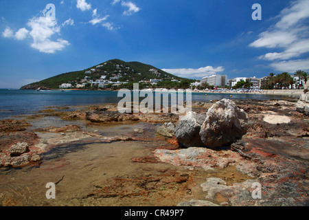 Strand von Santa Eulalia, Ibiza, Balearen, Spanien, Europa Stockfoto