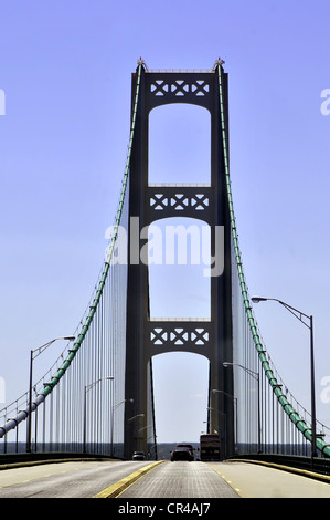 Mackinac Brücke Straße Aussetzung unteren oberen Halbinseln großen Seen Michigan Huron U.S. Stockfoto