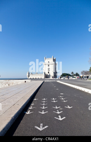 Torre de Belem, Turm von Belem oder Turm von St. Vincent, UNESCO-Weltkulturerbe, Belem Viertel, Lissabon, Portugal, Europa Stockfoto