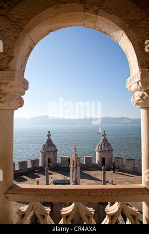 Torre de Belem, Turm von Belem oder Turm von St. Vincent, UNESCO-Weltkulturerbe, Belem Viertel, Lissabon, Portugal, Europa Stockfoto