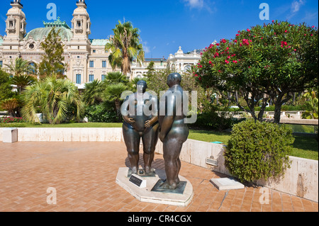 Fürstentum von Monaco, Monaco, die Casino-Terrassen, Adam und Eva Bronze von Fernando Botero Stockfoto