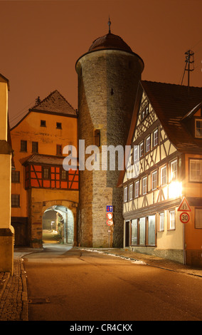 Hauptstraße mit City gate, Langenburg, Hohenlohe District, Baden-Württemberg, Deutschland, Europa Stockfoto