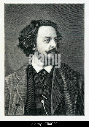 Paul Johann Ludwig von Heyse (1830-1914), Schriftsteller, Nobelpreisträger, Stahlstich, vor 1880 Stockfoto