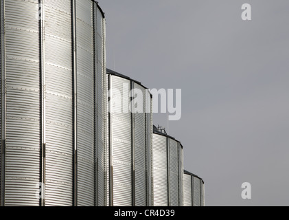 Getreidesilos, Neuenstein, Hohenlohe, Baden-Württemberg, Deutschland, Europa Stockfoto