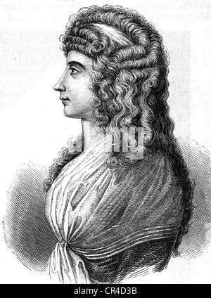 Charlotte von Stein (1742-1827), Freundin j. W. von Goethe und Fr. Schiller, Stahlstich, vor 1880 Stockfoto