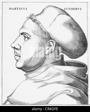 Martin Luther (1483-1546), 38 Jahre alt, in der Gewohnheit Stockfoto