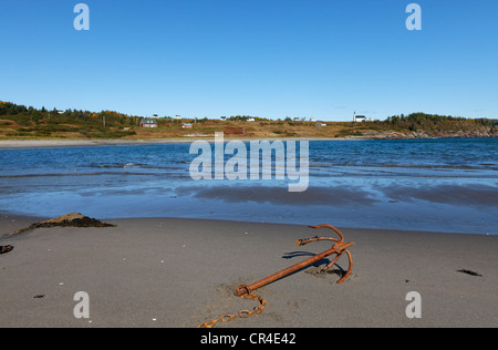 Anchor auf Strand, Dorf von Elster, Duplessis District, Quebec, Kanada Stockfoto