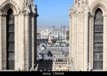 Frankreich, Paris, Ile De La Cite, mit Blick auf die Türme der Verteidigung zwischen Kathedrale Notre Dame de Paris, Paris und die Seine Stockfoto