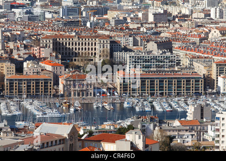 Stadt von Marseille, Marseille gesehen von Basilika Notre Dame De La Garde, Bouches-du-Rhône, Frankreich, Europa Stockfoto