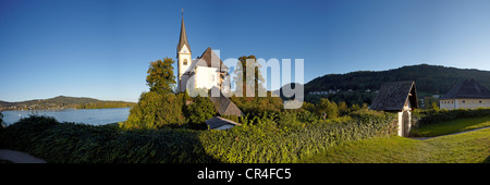 Panorama-Bild, Maria Woerth, Kirche von St. Primus und Felician, Lake Woerth, See Wörthersee, Kärnten, Österreich, Europa Stockfoto