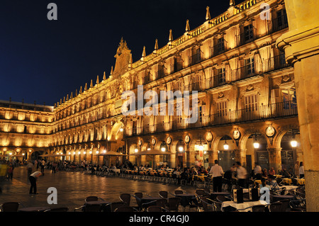 Plaza Mayor, Stadtplatz, Salamanca, UNESCO-Weltkulturerbe, Kastilien und Leon oder Castilia y Leon, Spanien, Europa Stockfoto