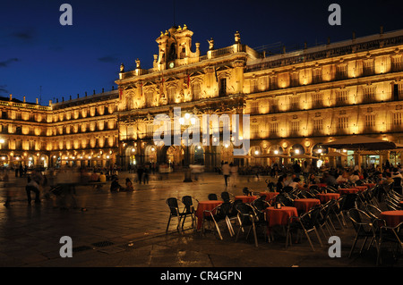 Plaza Mayor, Stadt Platz von Salamanca, UNESCO-Weltkulturerbe, Kastilien und Leon, Castilia y Leon, Spanien, Europa Stockfoto