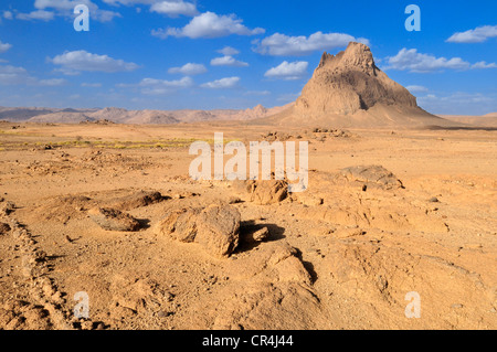 Bleibt eines Vulkans in Granit Landschaft, Hoggar, Ahaggar Berge, Wilaya Tamanrasset, Algerien, Sahara, Nordafrika Stockfoto