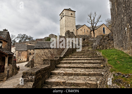 La Couvertoirade gekennzeichnet Les Plus Beaux Dörfer de France, die schönsten Dörfer Frankreichs, Causses du Larzac High Stockfoto