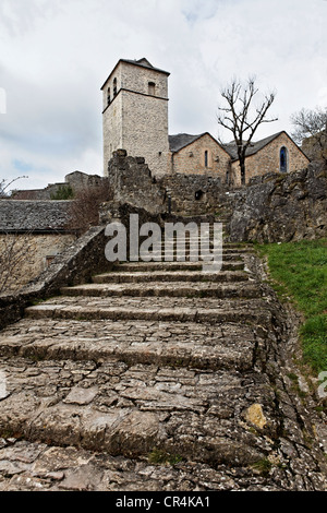 La Couvertoirade gekennzeichnet Les Plus Beaux Dörfer de France, die schönsten Dörfer Frankreichs, Causses du Larzac High Stockfoto