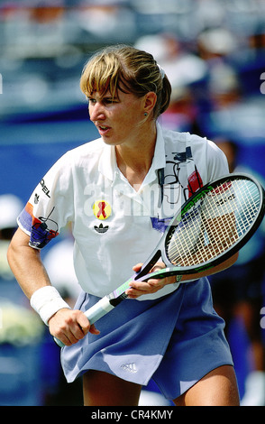 Graf, Stefanie ('Steffi'), * 14.6.1969, deutsche Tennisspielerin, während eines Spiels, ca. 1990, Stockfoto