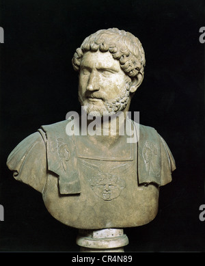 Hadrian (Publius Aelius Hadrianus) 24.1.76 - 10.6.138 AD römischer Kaiser 8.8.117 - 10.6.138, Porträt, Büste, Kapitolinisches Museum, Rom, Stockfoto