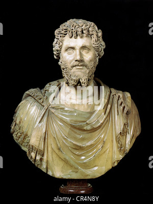 Septimius Severus, Luzius, 11.4.146 - 4.2.211, römischer Kaiser 9.4.193 - 4.2.211, Porträt, Büste, Marmor, Höhe 58 cm, Museo Capitolino, Rom, Stockfoto