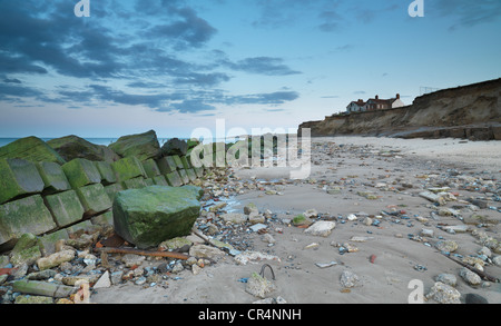 Die Auswirkungen der Küstenerosion bei Happisburgh, Norfolk, England Stockfoto