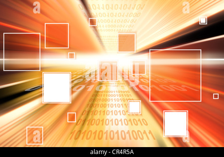 Technik-Hintergrund mit transparenten geometrischen Formen. Digitale Illustration. Stockfoto