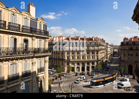 Frankreich, Bouches du Rhone, Marseille, Kulturhauptstadt Europas 2013, Stadtzentrum, Place Sadi-Carnot, Straßenbahn Stockfoto