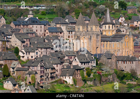 Frankreich, Aveyron, Conques, ein Anschlag auf el Camino de Santiago gekennzeichnet Les Plus Beaux Dörfer de France (The Most Beautiful Stockfoto