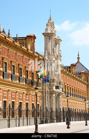 (Churrigueresco) Barockfassade der Palast von San Telmo in Sevilla. Stockfoto