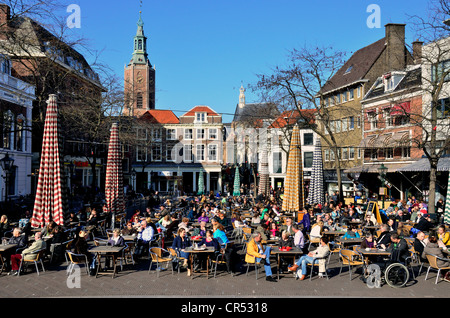 Cafés in der Fußgänger Zone den Haag, Holland, Niederlande, Europa Stockfoto