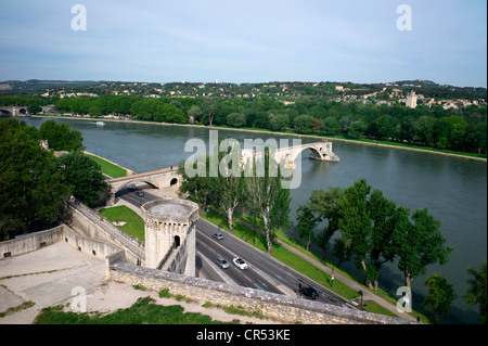 Pont Saint-Bénezet, bekannt als Pont d ' Avignon, Avignon, Provence, Frankreich. Stockfoto