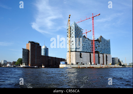 Blick auf die Baustelle der Elbphilharmonie, Hanse Stadt Hamburg, Deutschland, Europa Stockfoto