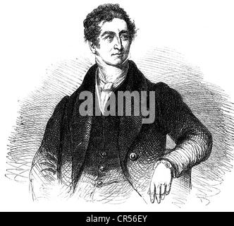 Peel, Robert, 5.2.8 - 2.7.1850, britischer Politiker (Tory), Premierminister 1834 / 1834 und 1834 - 184, 55-2, halbe Länge, zeitgenössische Holzgravur, Stockfoto